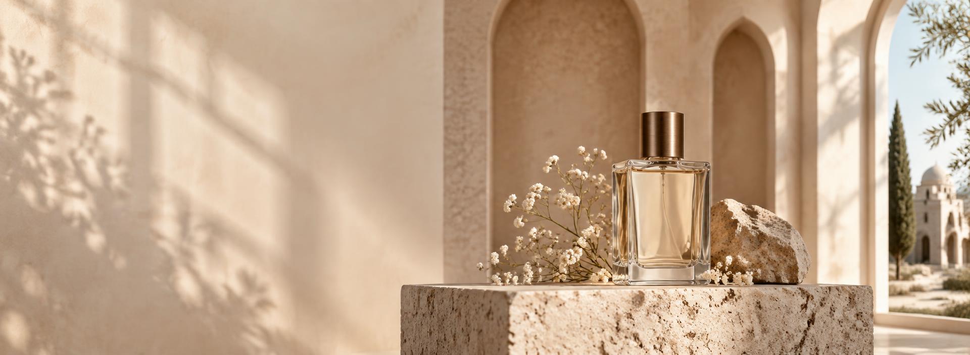 Arabian perfume in warm limestone architecture